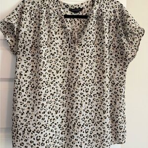 Banana Republic Animal Print Blouse - Black and Cream